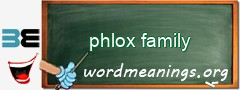 WordMeaning blackboard for phlox family